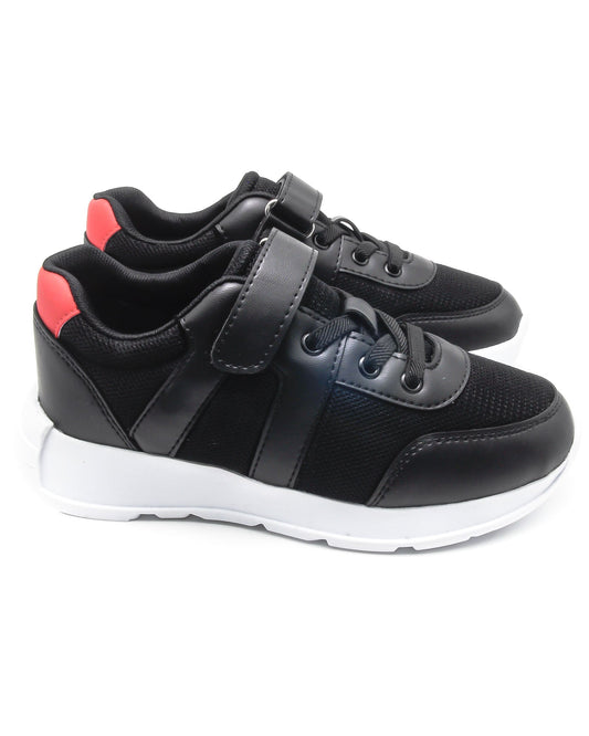 KU&PA - ATOMA SİYAH ÇOCUK SNEAKER DERİ GÖRÜNÜMLÜ GÜNLÜK SPOR AYAKKABI CIRTLI - 7001