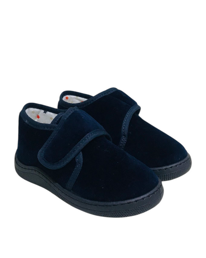 KU&PA - PAS KOYU LACİVERT KADİFE YÜZEY SICAK ASTARLI CIRTLI GÜNLÜK PANDUF - 1004