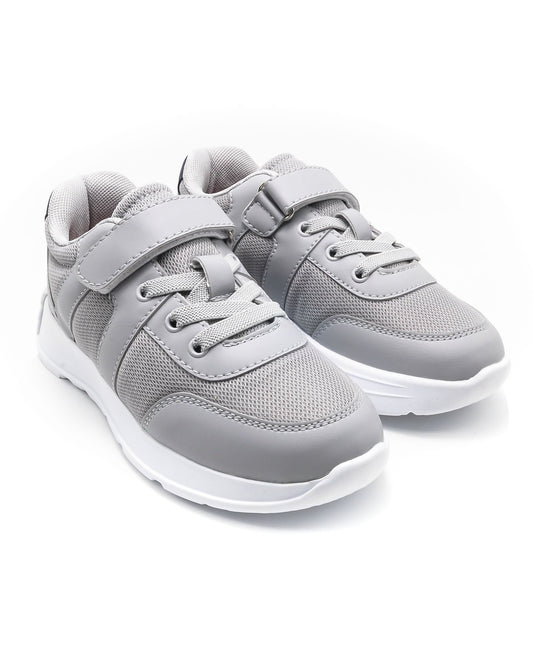 KU&PA - ATOMA GRİ ÇOCUK SNEAKER DERİ GÖRÜNÜMLÜ GÜNLÜK SPOR AYAKKABI CIRTLI - 7002