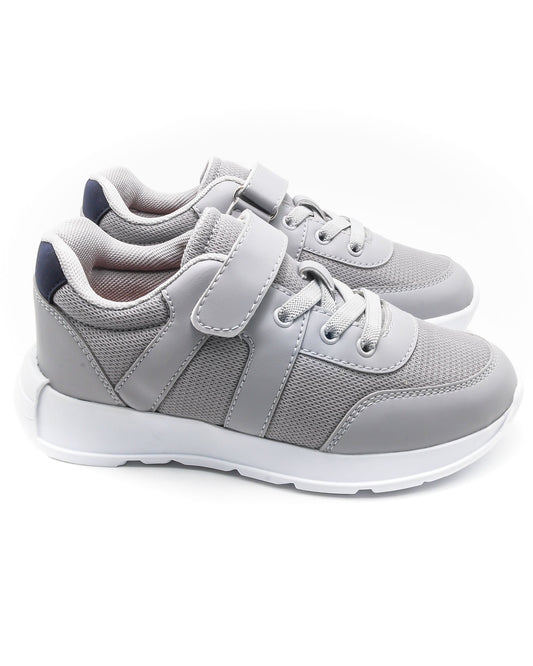 KU&PA - ATOMA GRİ ÇOCUK SNEAKER DERİ GÖRÜNÜMLÜ GÜNLÜK SPOR AYAKKABI CIRTLI - 7002