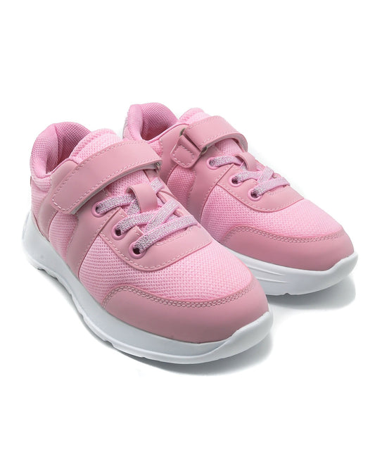 KU&PA - ATOMA PEMBE ÇOCUK SNEAKER DERİ GÖRÜNÜMLÜ GÜNLÜK SPOR AYAKKABI CIRTLI - 7003