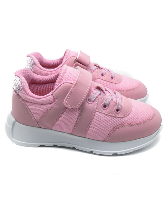 KU&PA - ATOMA PEMBE ÇOCUK SNEAKER DERİ GÖRÜNÜMLÜ GÜNLÜK SPOR AYAKKABI CIRTLI - 7003