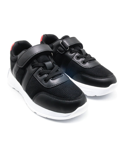KU&PA - ATOMA SİYAH ÇOCUK SNEAKER DERİ GÖRÜNÜMLÜ GÜNLÜK SPOR AYAKKABI CIRTLI - 7001