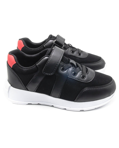 KU&PA - ATOMA SİYAH ÇOCUK SNEAKER DERİ GÖRÜNÜMLÜ GÜNLÜK SPOR AYAKKABI CIRTLI - 7001