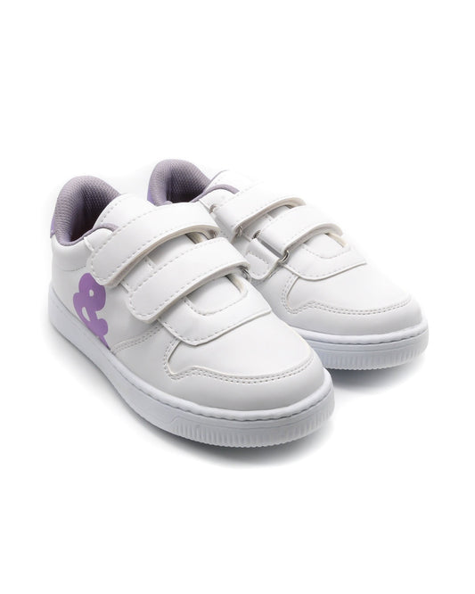 KU&PA - BURBER BEYAZ,LİLA ÇOCUK SNEAKER DERİ GÖRÜNÜMLÜ GÜNLÜK SPOR AYAKKABI CIRTLI - 5004