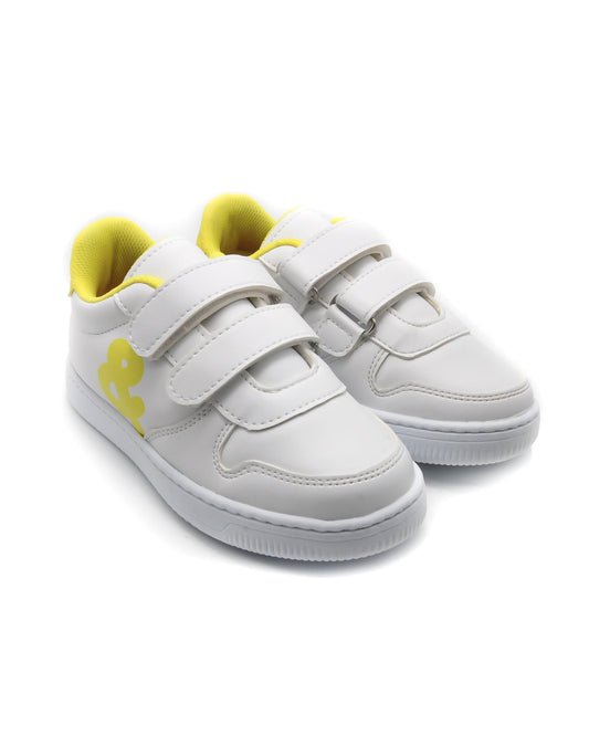 KU&PA - BURBER BEYAZ,SARI ÇOCUK SNEAKER DERİ GÖRÜNÜMLÜ GÜNLÜK SPOR AYAKKABI CIRTLI - 5003