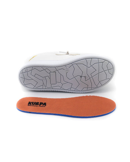 KU&PA - BURBER BEYAZ,SARI ÇOCUK SNEAKER DERİ GÖRÜNÜMLÜ GÜNLÜK SPOR AYAKKABI CIRTLI - 5003