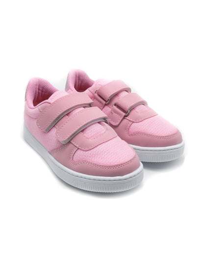 KU&PA - BURBER PEMBE ÇOCUK SNEAKER DERİ GÖRÜNÜMLÜ GÜNLÜK SPOR AYAKKABI CIRTLI - 6003