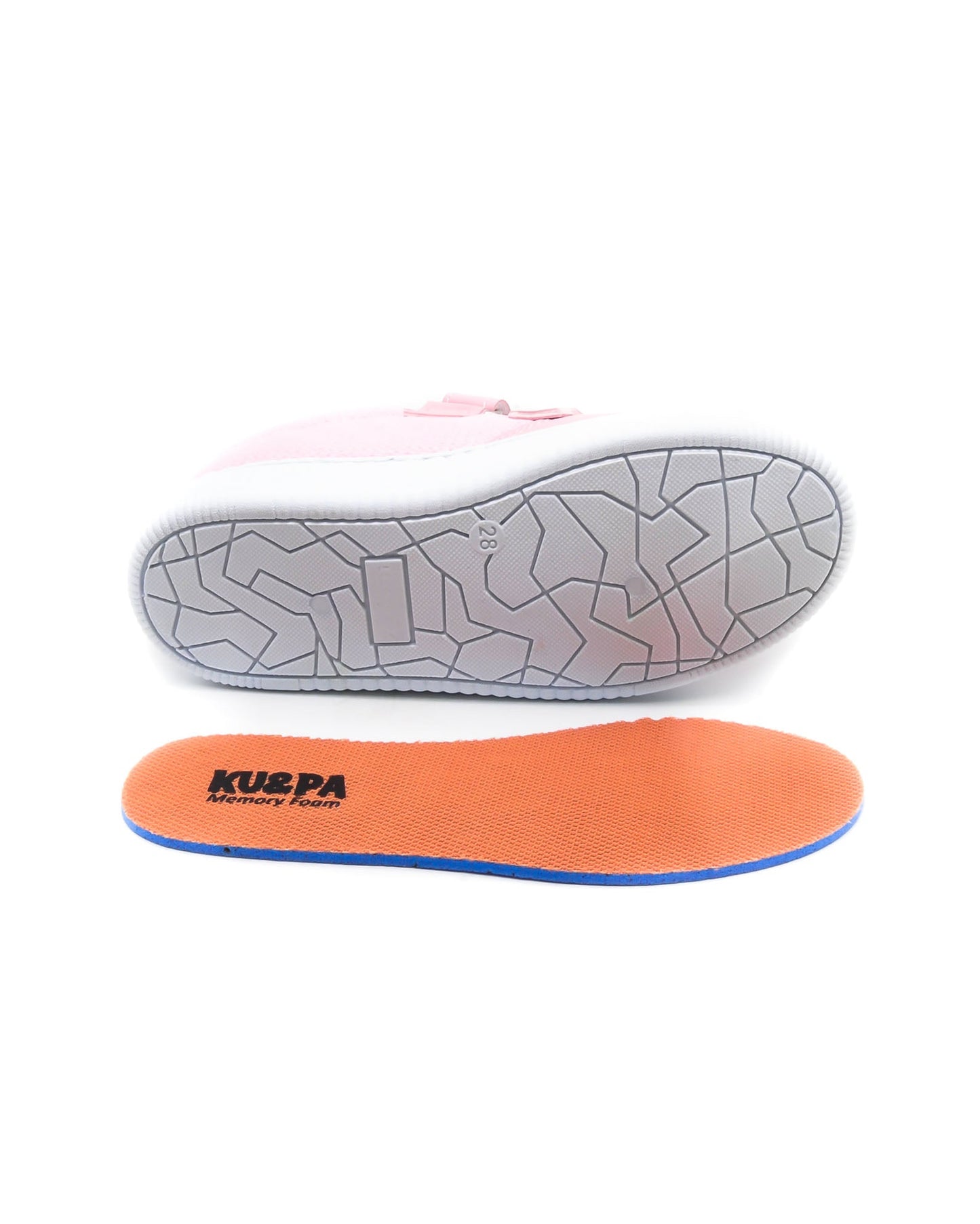 KU&PA - BURBER PEMBE ÇOCUK SNEAKER DERİ GÖRÜNÜMLÜ GÜNLÜK SPOR AYAKKABI CIRTLI - 6003
