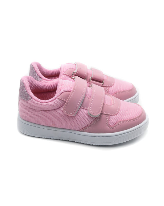 KU&PA - BURBER PEMBE ÇOCUK SNEAKER DERİ GÖRÜNÜMLÜ GÜNLÜK SPOR AYAKKABI CIRTLI - 6003