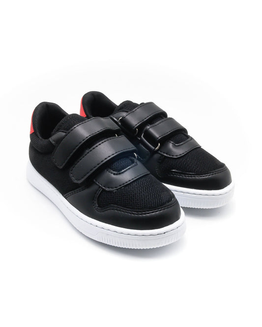 KU&PA - BURBER SİYAH ÇOCUK SNEAKER DERİ GÖRÜNÜMLÜ GÜNLÜK SPOR AYAKKABI CIRTLI - 6001
