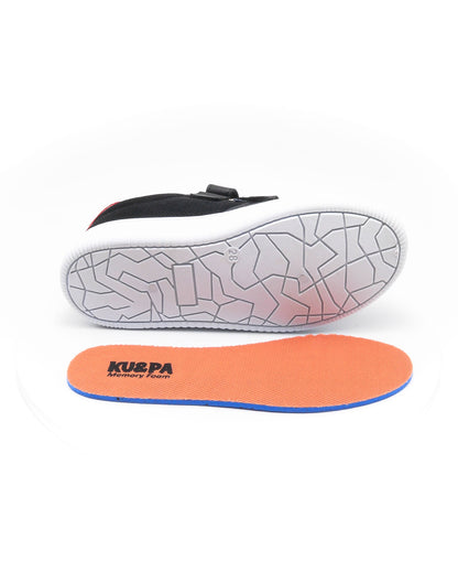 KU&PA - BURBER SİYAH ÇOCUK SNEAKER DERİ GÖRÜNÜMLÜ GÜNLÜK SPOR AYAKKABI CIRTLI - 6001