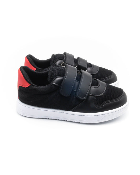 KU&PA - BURBER SİYAH ÇOCUK SNEAKER DERİ GÖRÜNÜMLÜ GÜNLÜK SPOR AYAKKABI CIRTLI - 6001