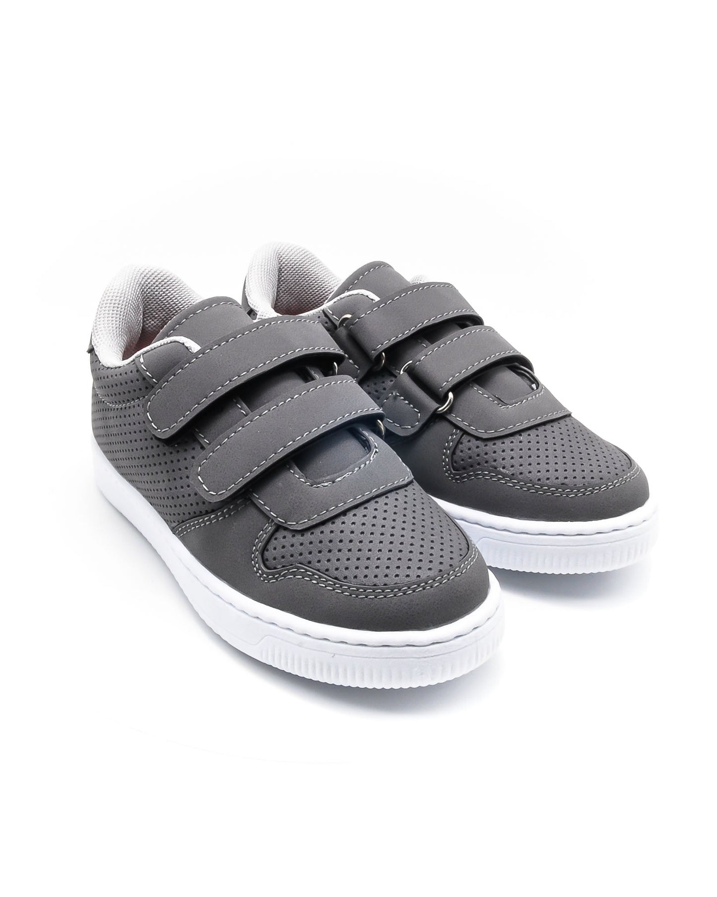 KU&PA - BURBER ANTRASİT ÇOCUK SNEAKER DERİ GÖRÜNÜMLÜ GÜNLÜK SPOR AYAKKABI CIRTLI - 5001