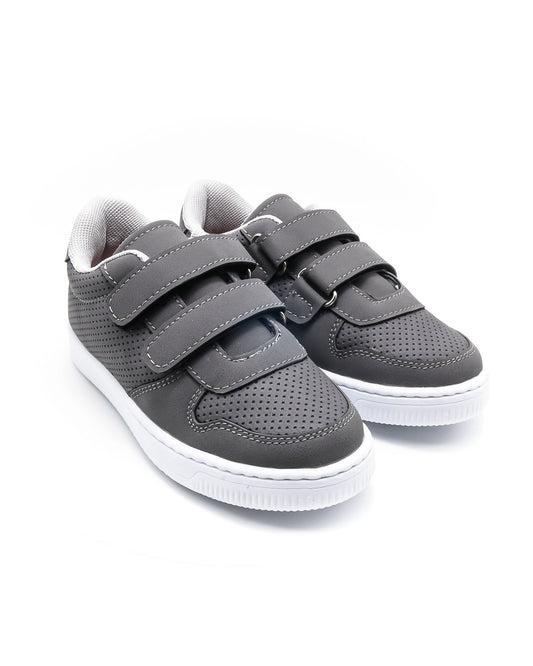 KU&PA - BURBER ANTRASİT ÇOCUK SNEAKER DERİ GÖRÜNÜMLÜ GÜNLÜK SPOR AYAKKABI CIRTLI - 5001