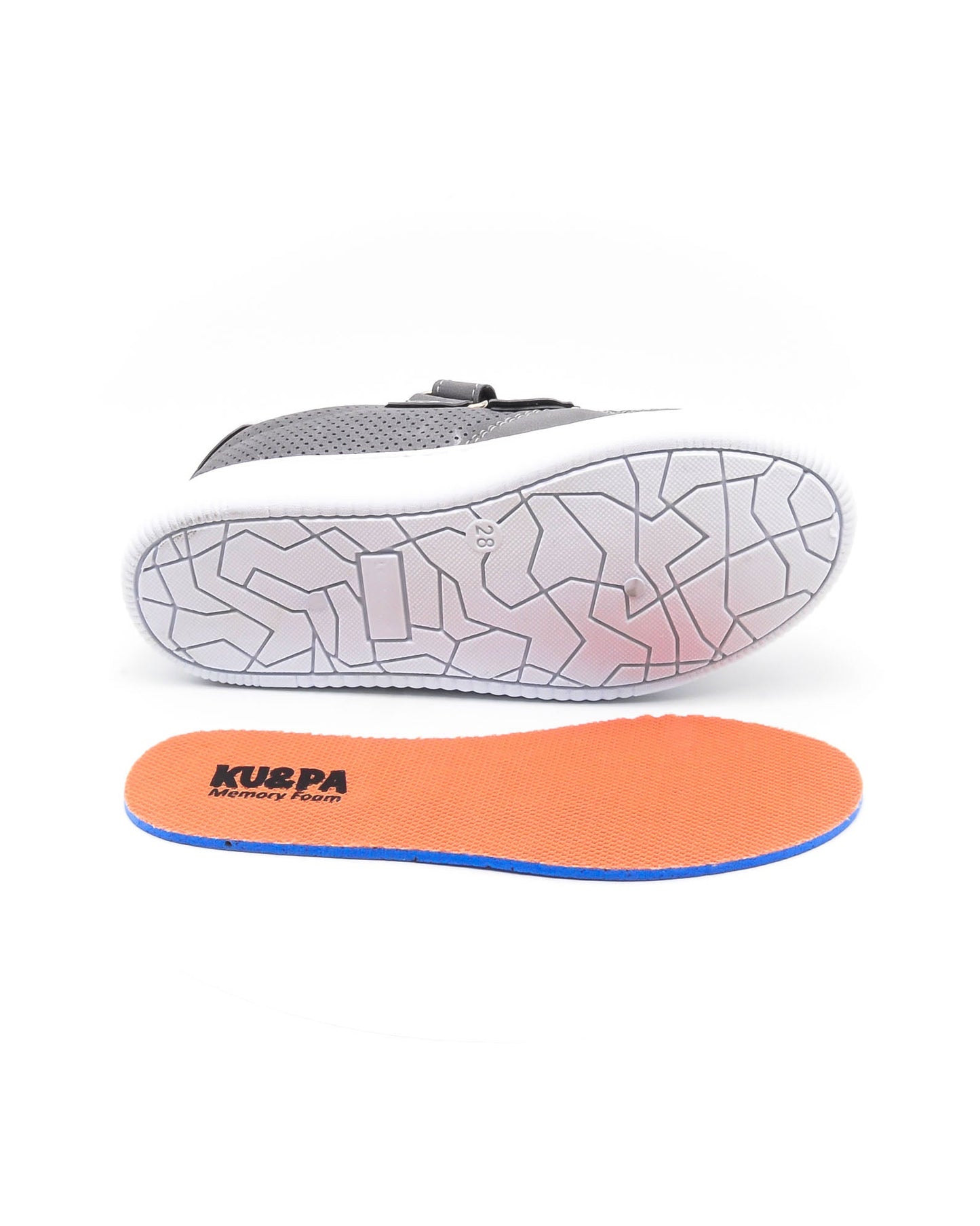 KU&PA - BURBER ANTRASİT ÇOCUK SNEAKER DERİ GÖRÜNÜMLÜ GÜNLÜK SPOR AYAKKABI CIRTLI - 5001