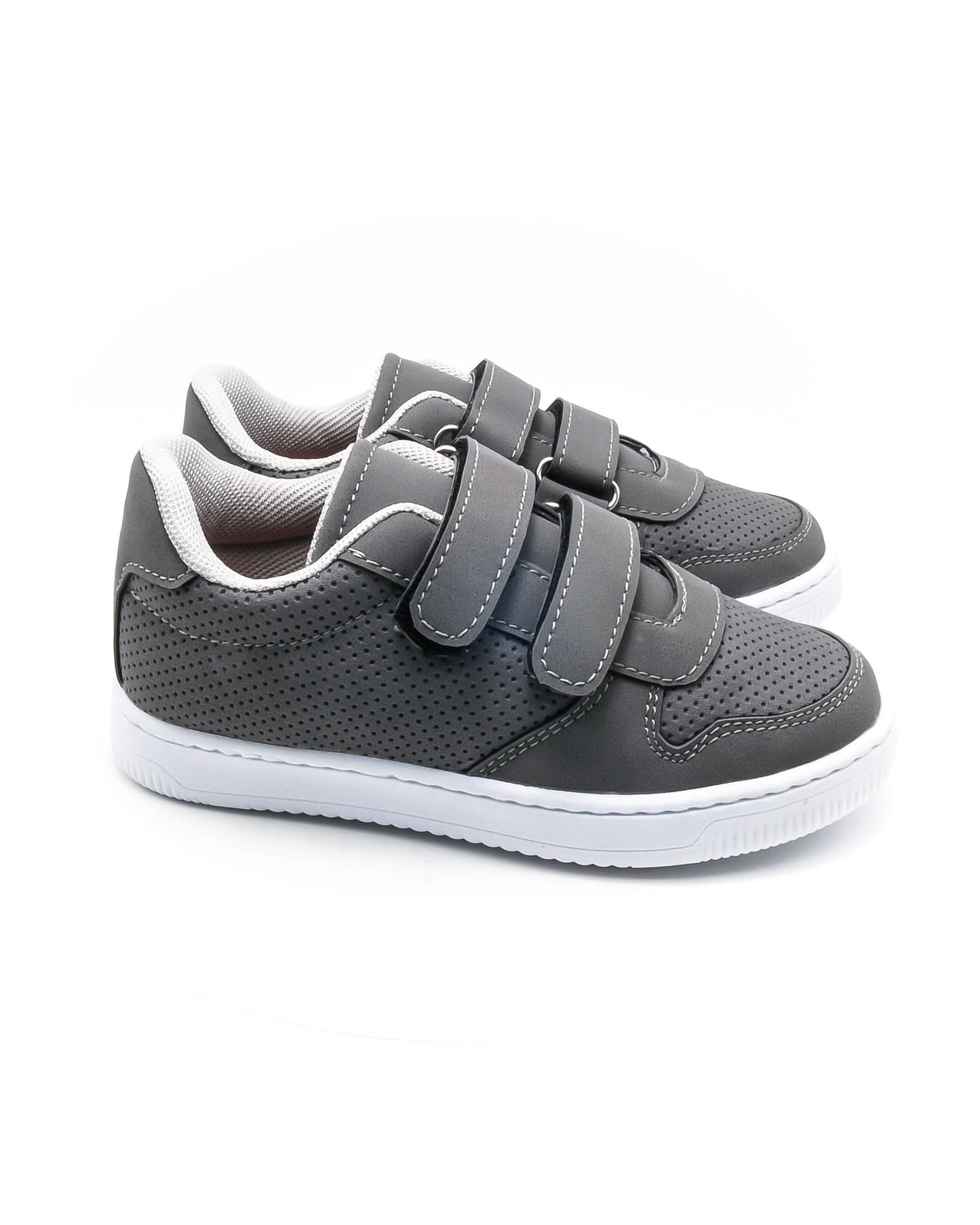 KU&PA - BURBER ANTRASİT ÇOCUK SNEAKER DERİ GÖRÜNÜMLÜ GÜNLÜK SPOR AYAKKABI CIRTLI - 5001