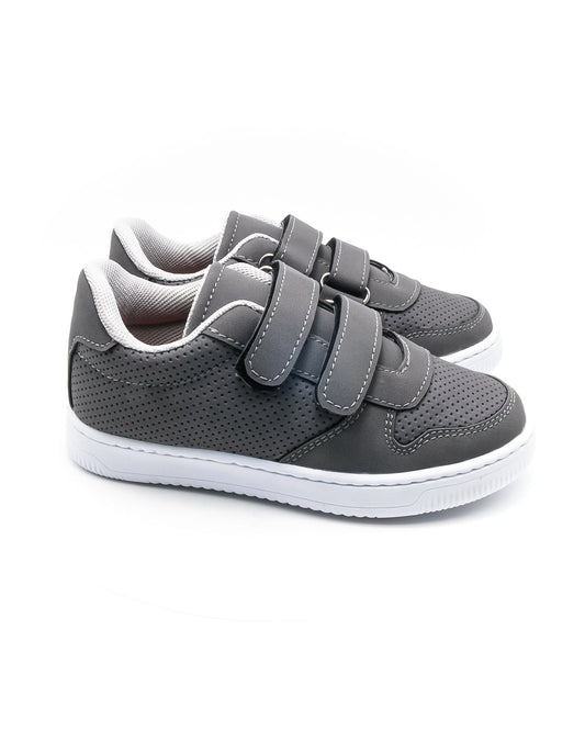 KU&PA - BURBER ANTRASİT ÇOCUK SNEAKER DERİ GÖRÜNÜMLÜ GÜNLÜK SPOR AYAKKABI CIRTLI - 5001