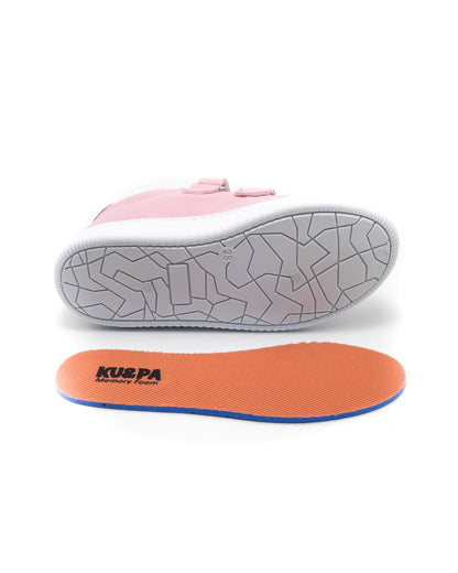 KU&PA - BURBER KOYU PEMBE ÇOCUK SNEAKER DERİ GÖRÜNÜMLÜ GÜNLÜK SPOR AYAKKABI CIRTLI - 5002