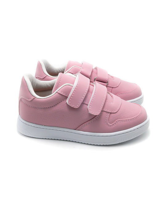 KU&PA - BURBER KOYU PEMBE ÇOCUK SNEAKER DERİ GÖRÜNÜMLÜ GÜNLÜK SPOR AYAKKABI CIRTLI - 5002