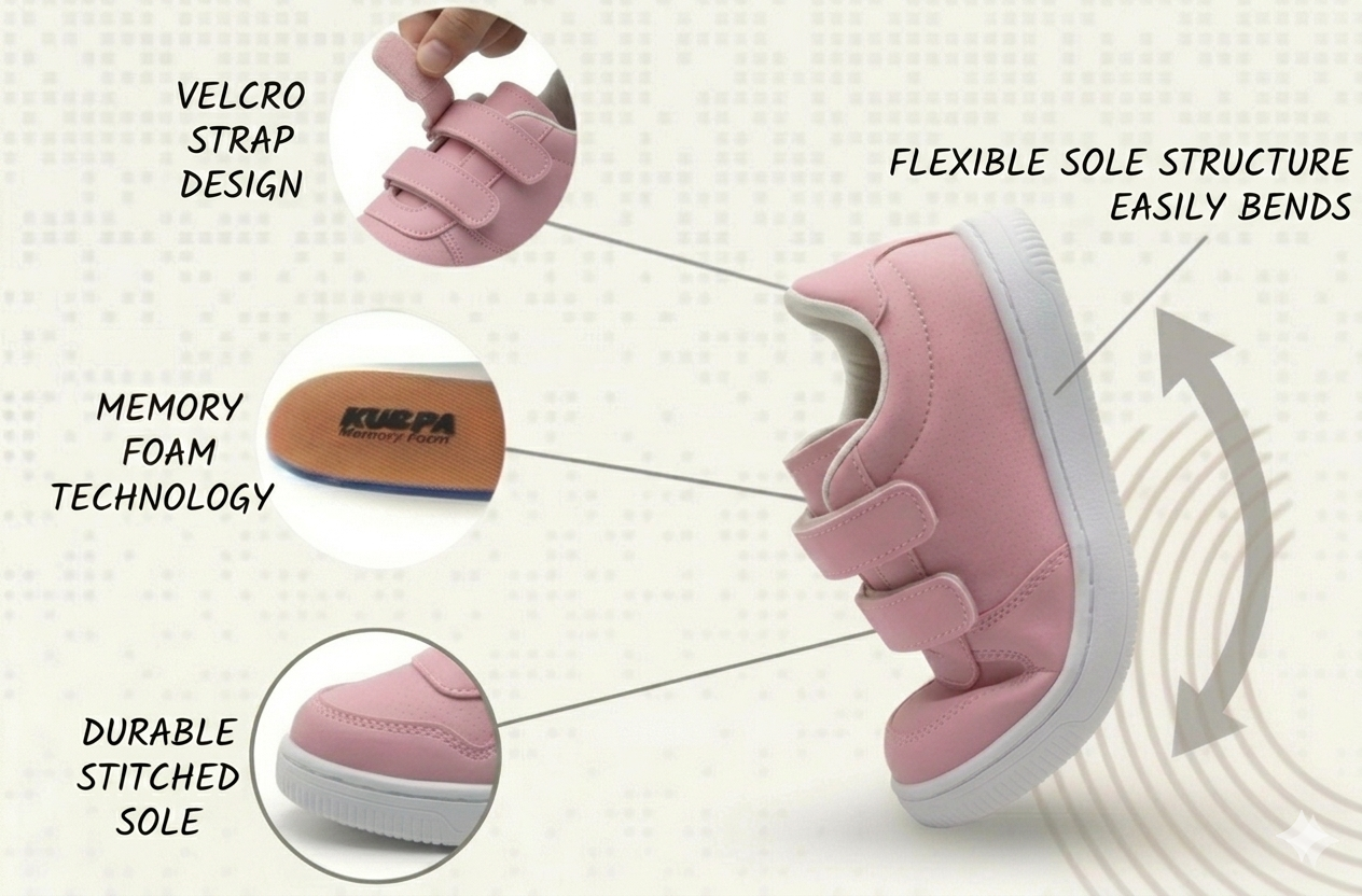KU&PA - BURBER BEYAZ,LİLA ÇOCUK SNEAKER DERİ GÖRÜNÜMLÜ GÜNLÜK SPOR AYAKKABI CIRTLI - 5004