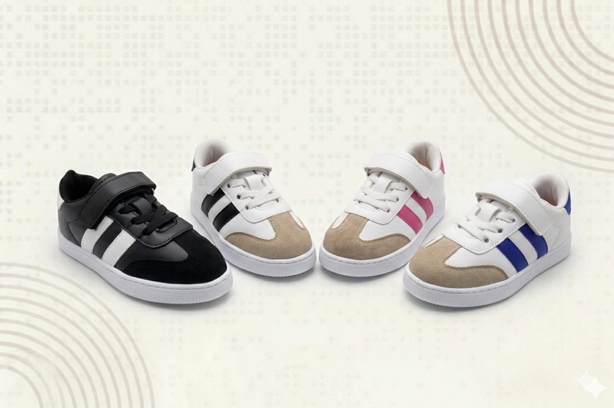 KU&PA - RAMBA MAVİ ÇOCUK SNEAKER DERİ GÖRÜNÜMLÜ GÜNLÜK SPOR AYAKKABI CIRTLI - 4004