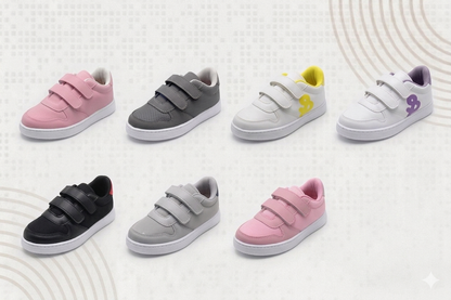 KU&PA - BURBER BEYAZ,LİLA ÇOCUK SNEAKER DERİ GÖRÜNÜMLÜ GÜNLÜK SPOR AYAKKABI CIRTLI - 5004
