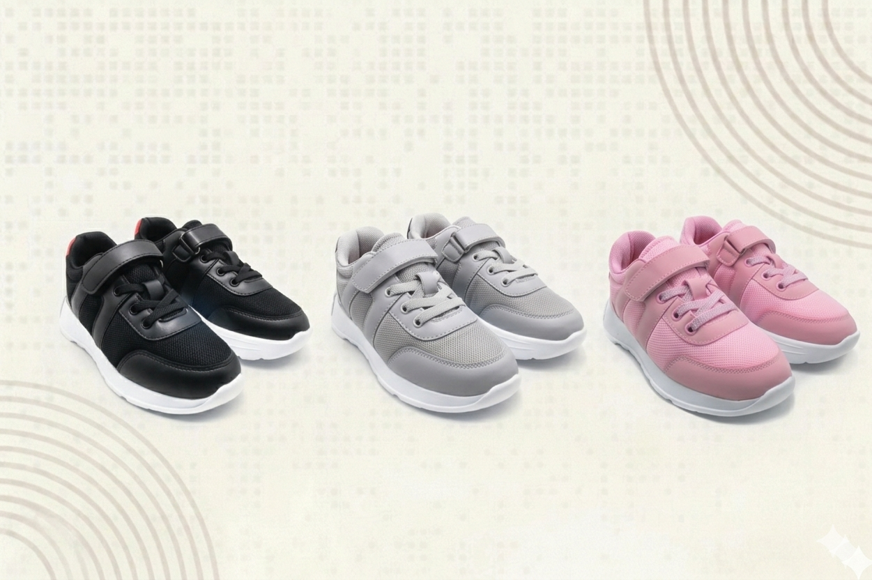 KU&PA - ATOMA PEMBE ÇOCUK SNEAKER DERİ GÖRÜNÜMLÜ GÜNLÜK SPOR AYAKKABI CIRTLI - 7003
