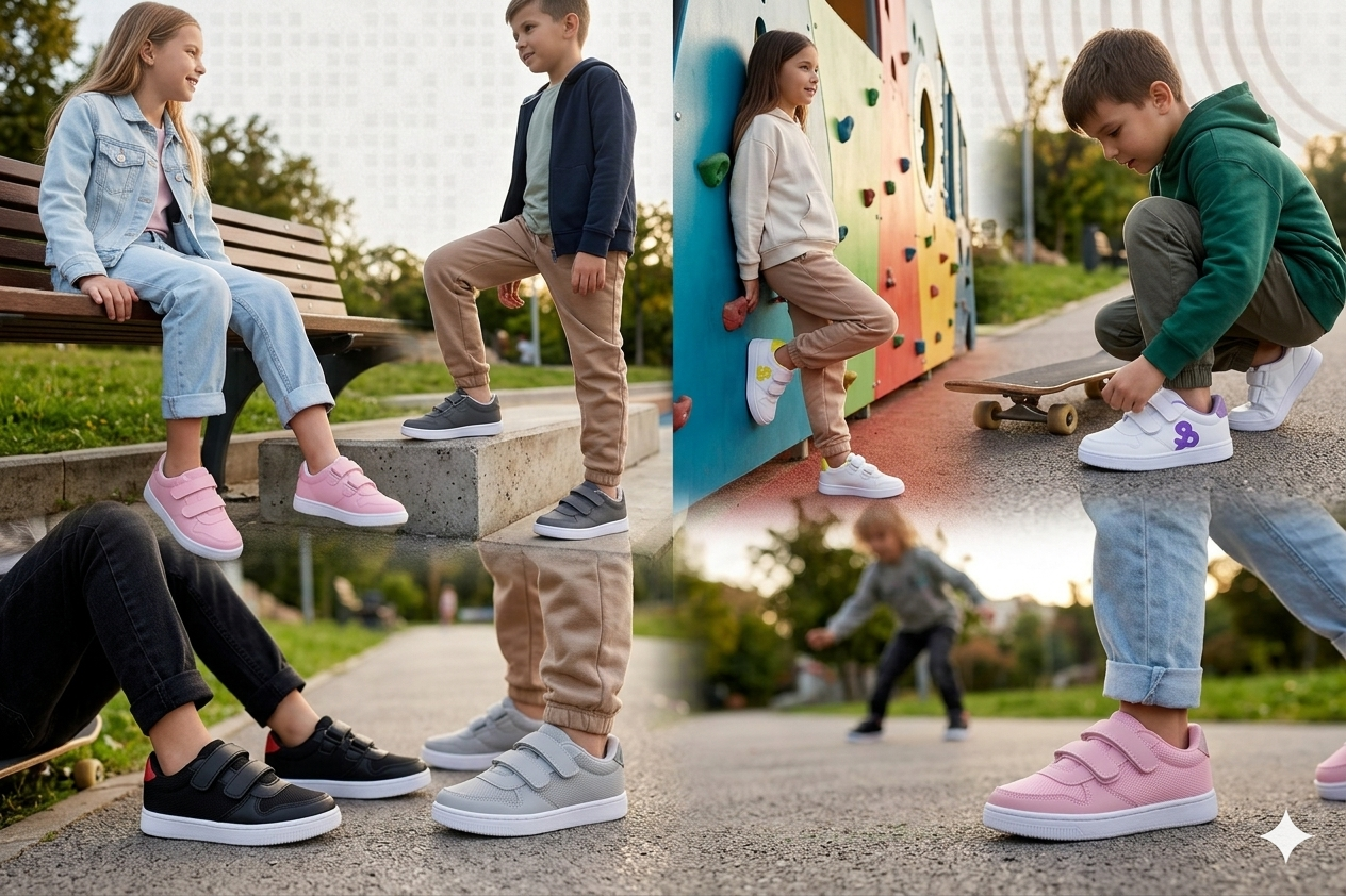 KU&PA - BURBER BEYAZ,LİLA ÇOCUK SNEAKER DERİ GÖRÜNÜMLÜ GÜNLÜK SPOR AYAKKABI CIRTLI - 5004