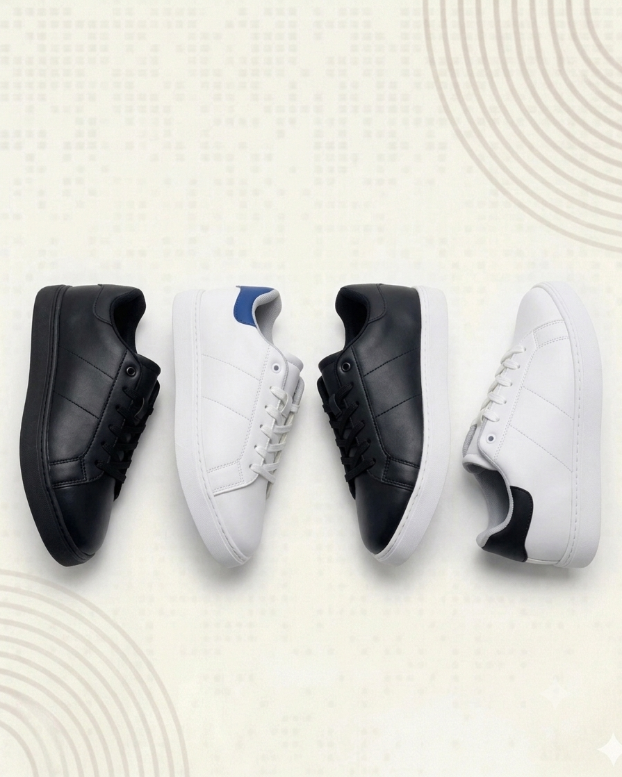 STELLA PENDENZA - MILAN SİYAH DERİ GÖRÜNÜMLÜ MESH ASTARLI ERKEK SNEAKER - 9002