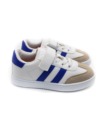 KU&PA - RAMBA MAVİ ÇOCUK SNEAKER DERİ GÖRÜNÜMLÜ GÜNLÜK SPOR AYAKKABI CIRTLI - 4004