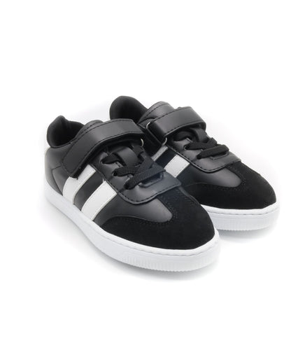 KU&PA - RAMBA SİYAH ÇOCUK SNEAKER DERİ GÖRÜNÜMLÜ GÜNLÜK SPOR AYAKKABI CIRTLI - 4001